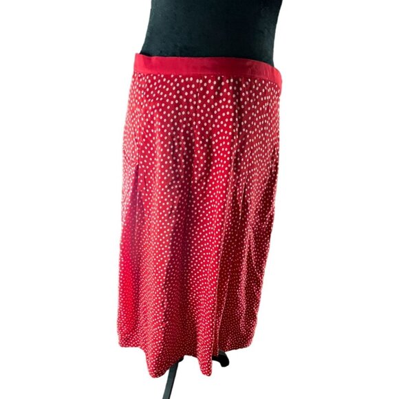 Pendleton Womens Red Polka Dot Skirt Size 8 100% Silk Pletats Holiday Party - Picture 1 of 8